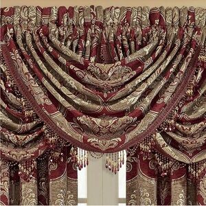 J Queen New York, Inc. Maribella Waterfall Valance Ruby 49 x 33